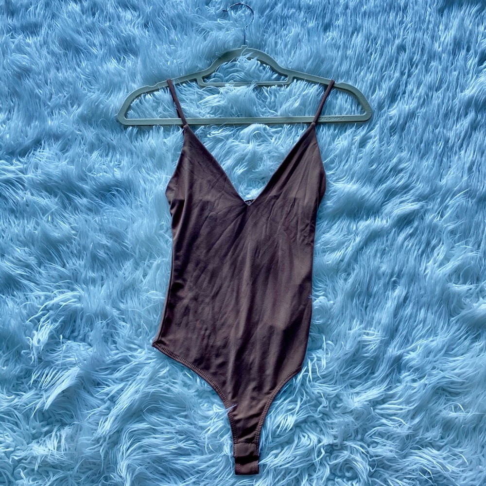 Silk tan bodysuit
